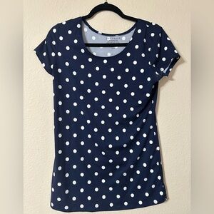 DownEast Navy and White Polka Dot Tee